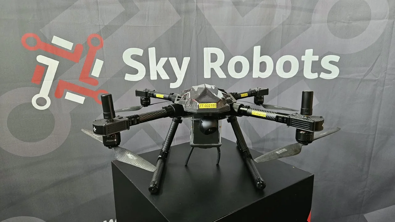 Sky Robots Multirotor Drone with its camera payload